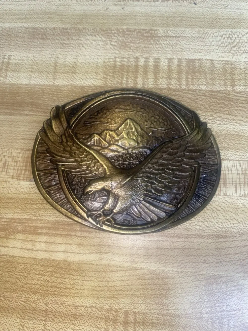 Vintage Montana Silversmiths Brass Belt Buckle Western Style American Bald Eagle